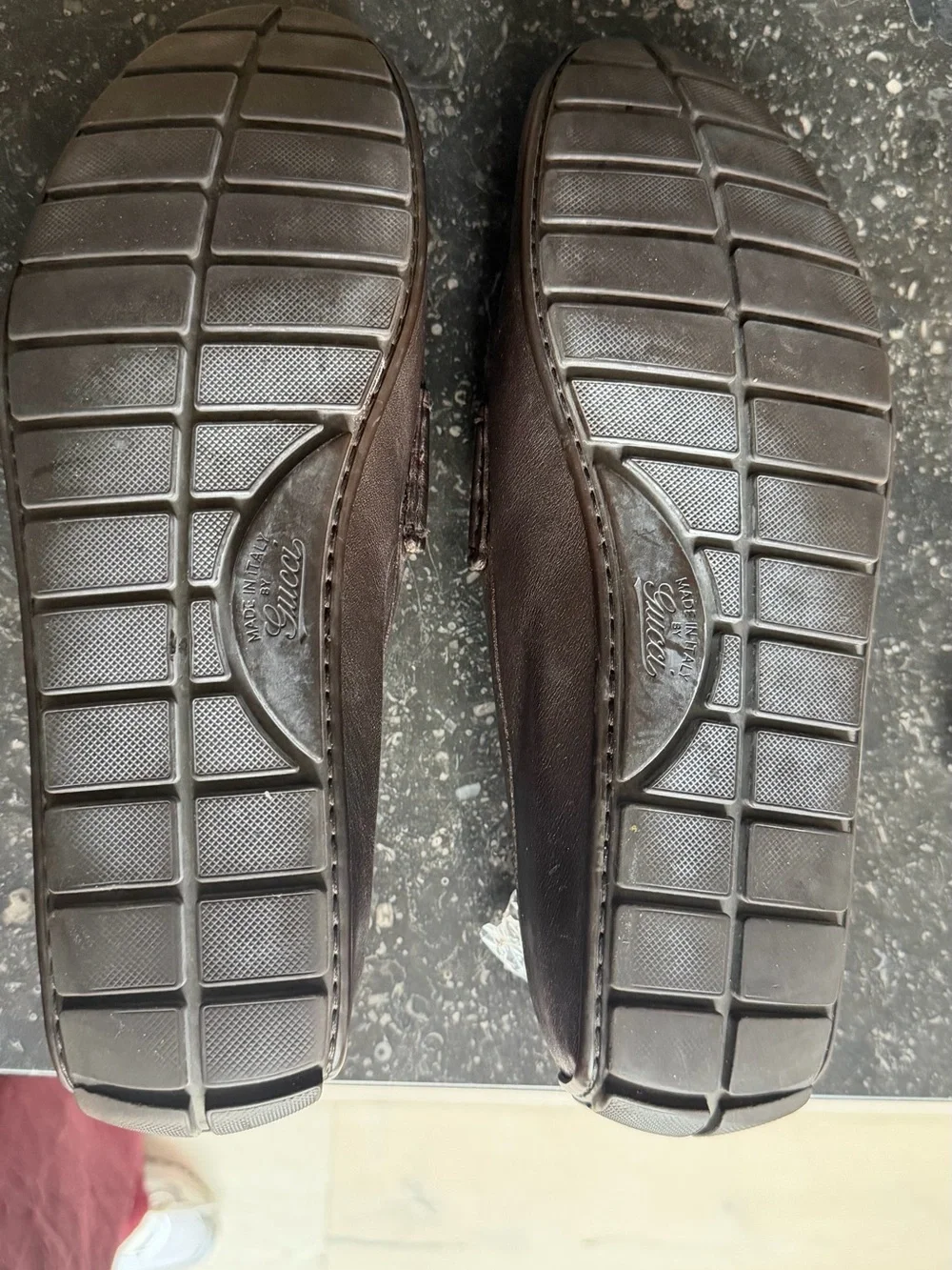 Gucci Men's Dark Brown Embossed GG Leather Loafers